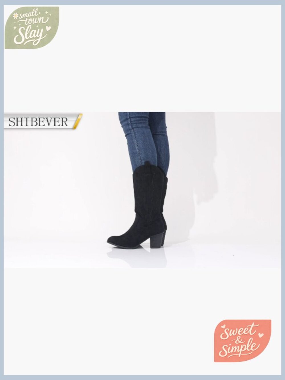 Women's Mid Calf Embroidered Cowboy Booties Pointed Toe Zip - Picture 7 of 7